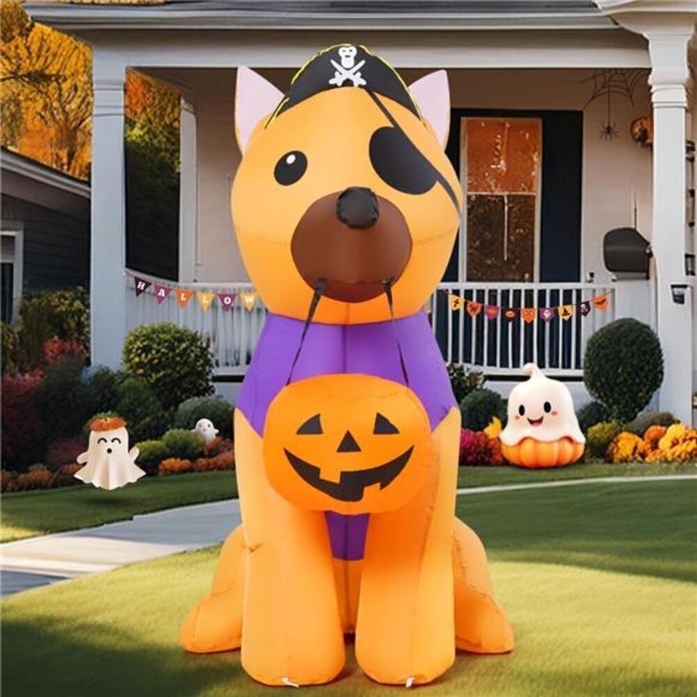 5.2 FT Halloween Inflatables Dog Outdoor Decorations Pirate Dog Picking